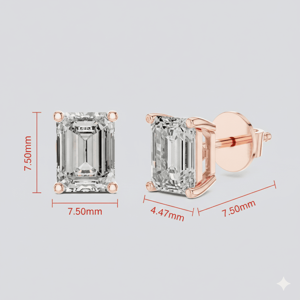 The Emerald Empress | 2.50 CTW Emerald - Cut Lab - Grown Diamond Studs in 14K Gold - Suez Diamonds