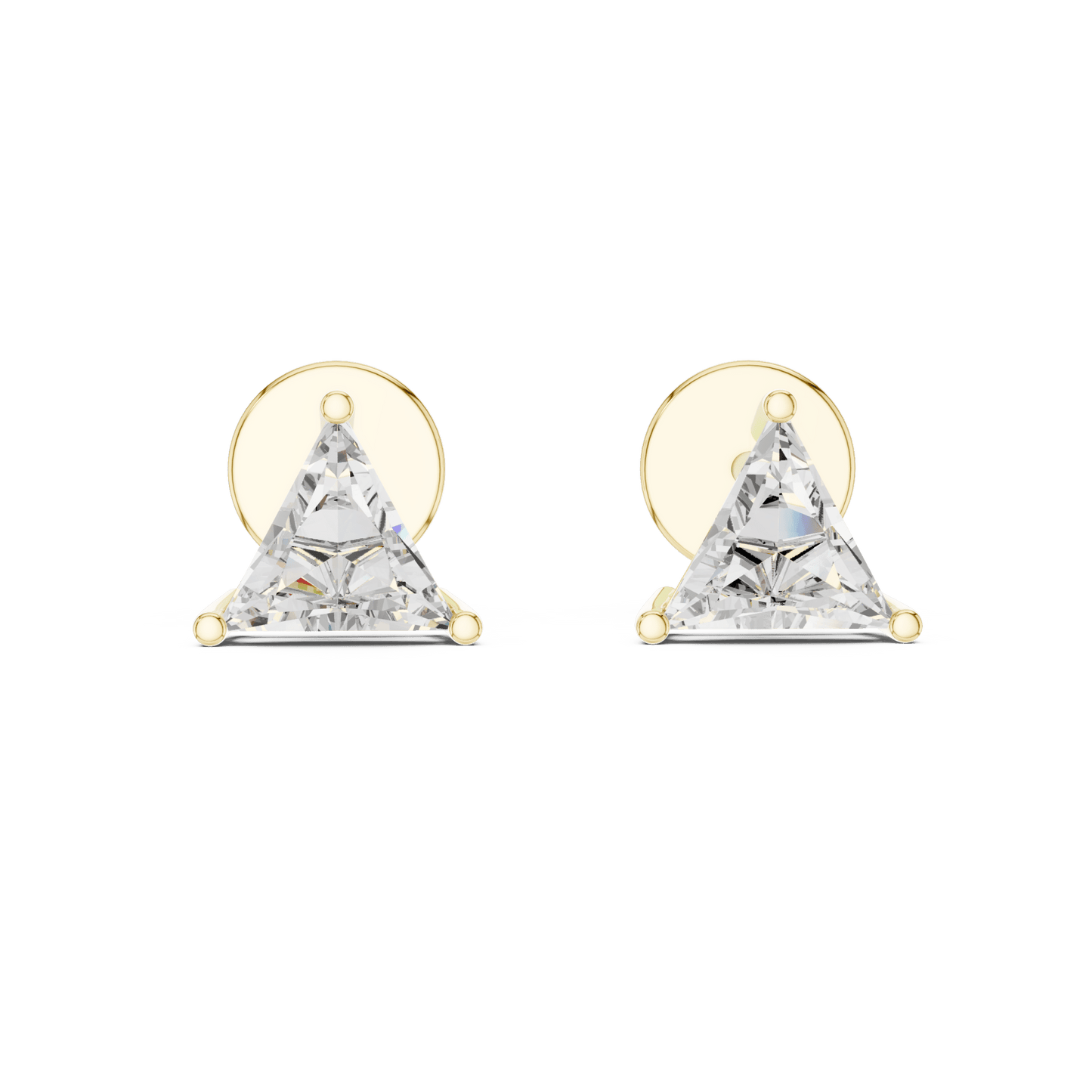 14KT Gold Trillion Cut Diamond Stud Earrings - Suez Diamonds