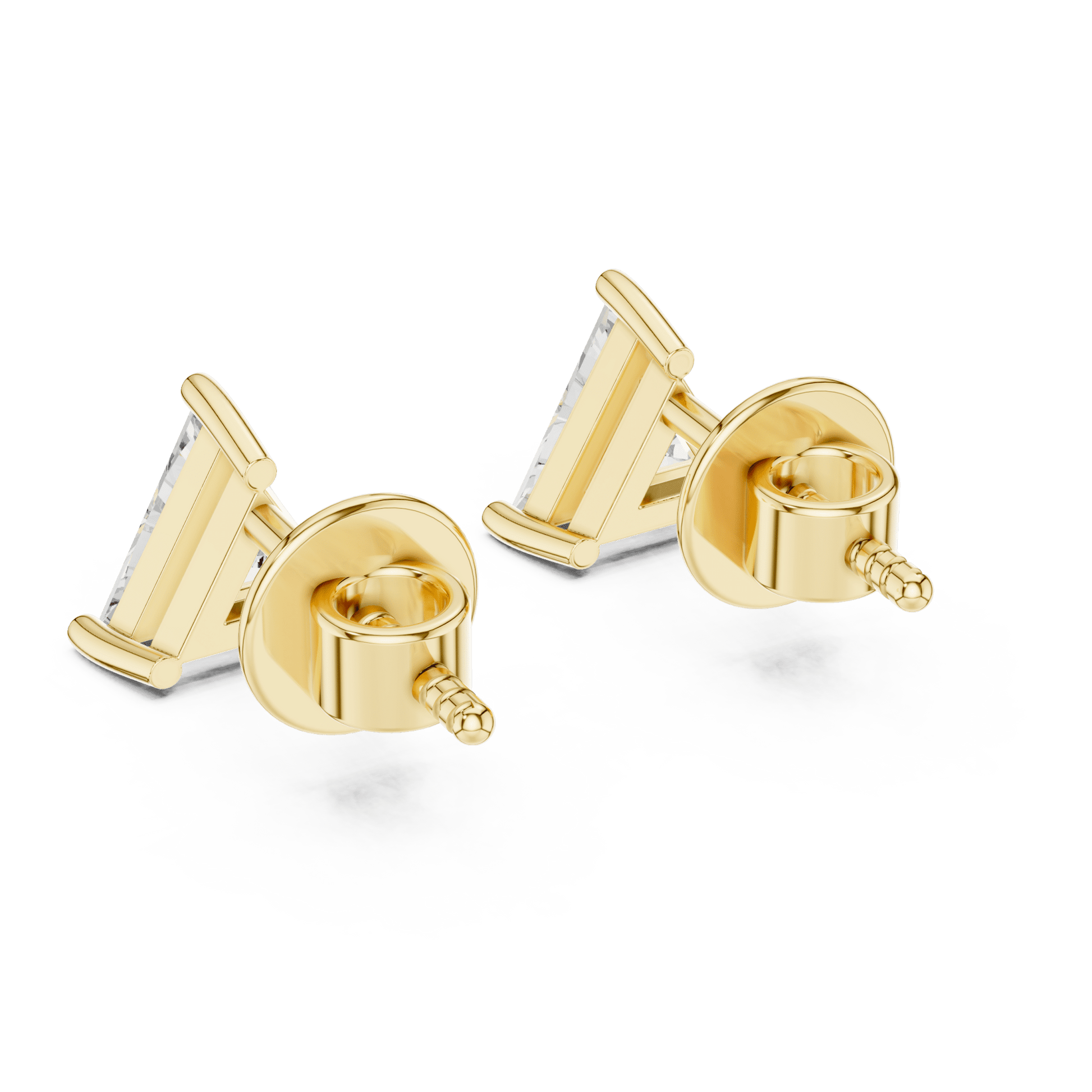 14KT Gold Trillion Cut Diamond Stud Earrings - Suez Diamonds