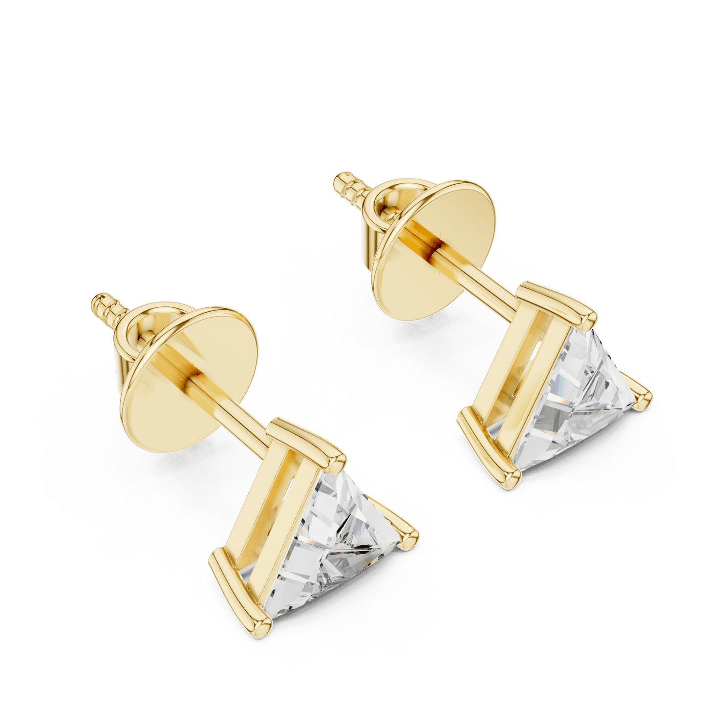 14KT Gold Trillion Cut Diamond Stud Earrings - Suez Diamonds