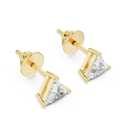 14KT Gold Trillion Cut Diamond Stud Earrings - Suez Diamonds