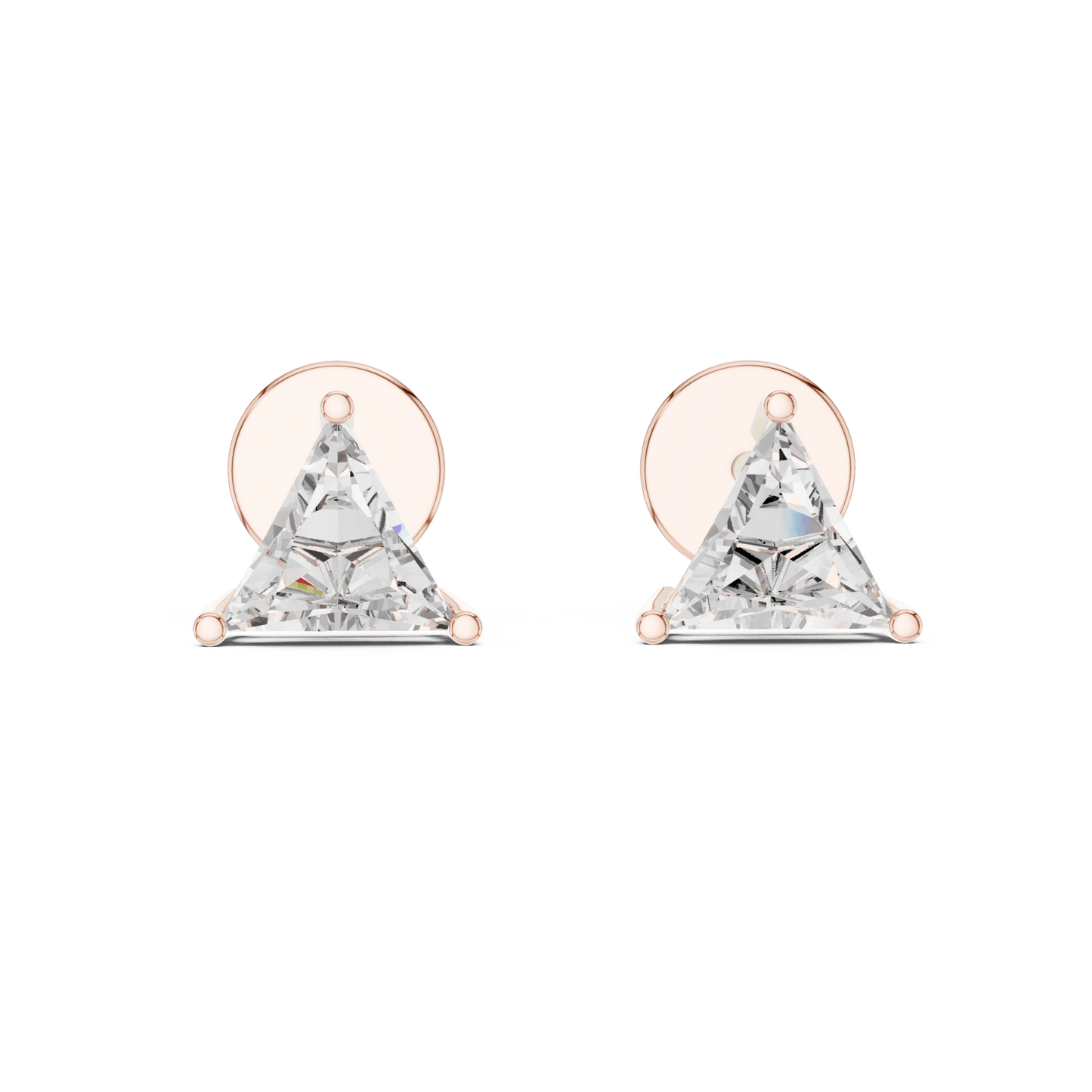 14KT Gold Trillion Cut Diamond Stud Earrings - Suez Diamonds