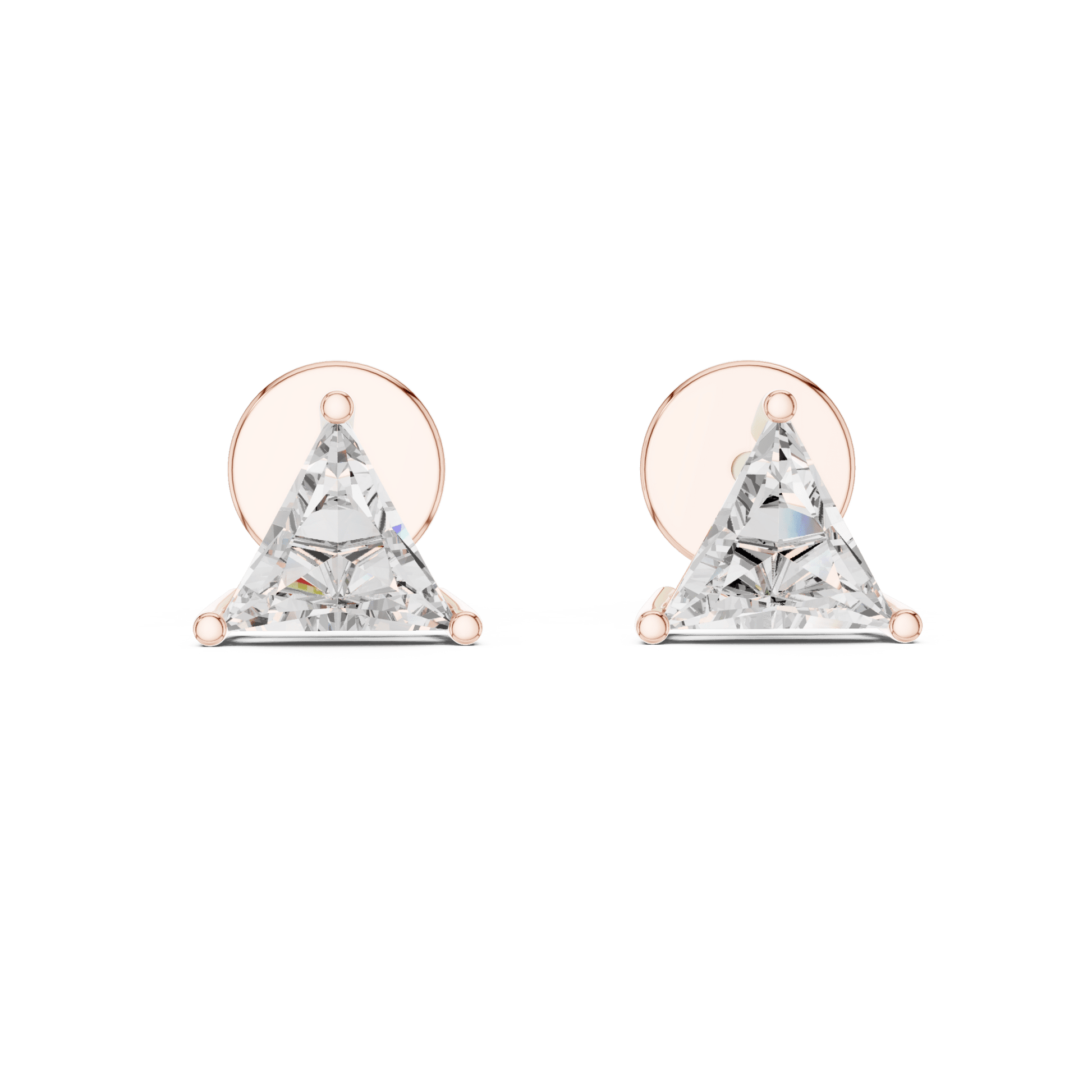 14KT Gold Trillion Cut Diamond Stud Earrings - Suez Diamonds