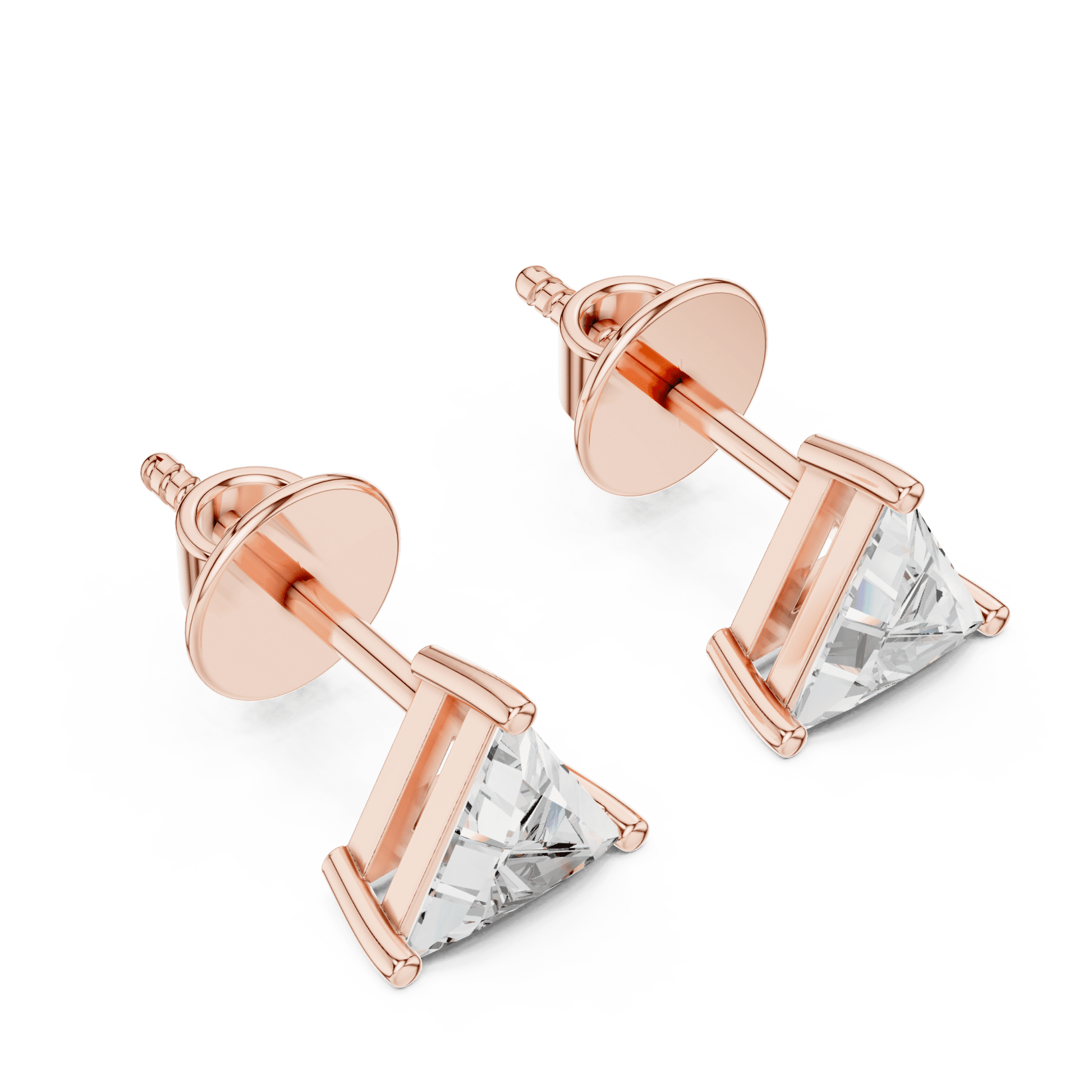 14KT Gold Trillion Cut Diamond Stud Earrings - Suez Diamonds