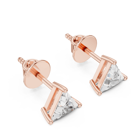 14KT Gold Trillion Cut Diamond Stud Earrings - Suez Diamonds