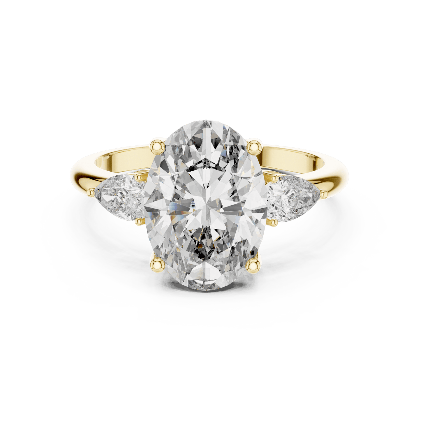 Oval & Pear Lab - Grown Diamond Ring in 14K Gold - Suez Diamonds