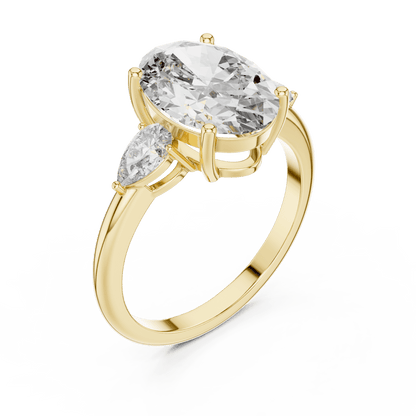Oval & Pear Lab - Grown Diamond Ring in 14K Gold - Suez Diamonds