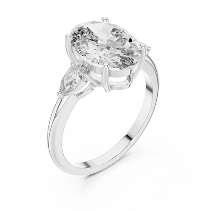 Oval & Pear Lab - Grown Diamond Ring in 14K Gold - Suez Diamonds
