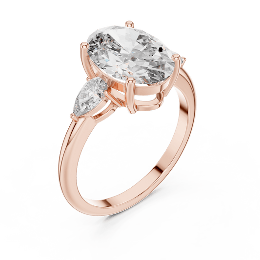 Oval & Pear Lab - Grown Diamond Ring in 14K Gold - Suez Diamonds