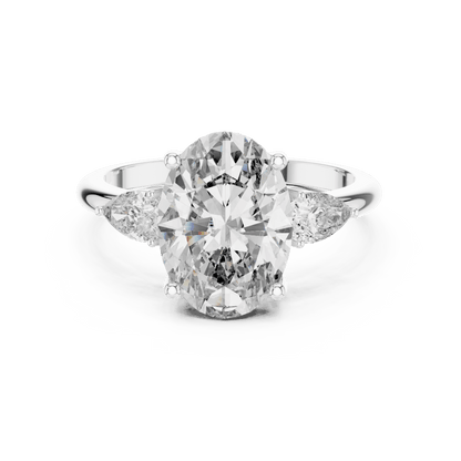 Oval & Pear Lab - Grown Diamond Ring in 14K Gold - Suez Diamonds