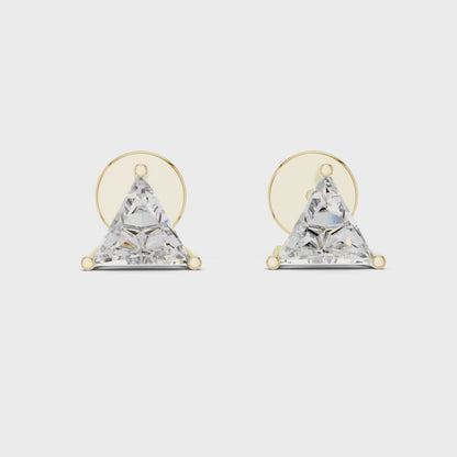 14KT Gold Trillion Cut Diamond Stud Earrings