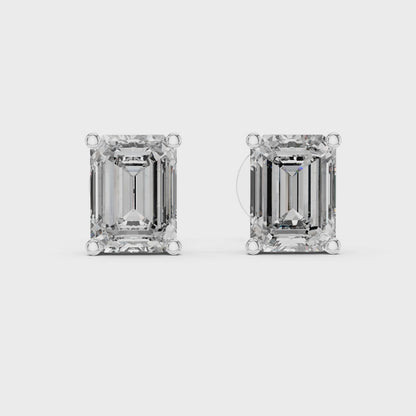 The Emerald Empress | 2.50 CTW Emerald-Cut Lab-Grown Diamond Studs in 14K Gold