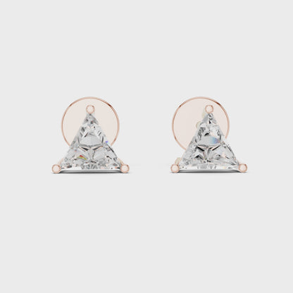 14KT Gold Trillion Cut Diamond Stud Earrings