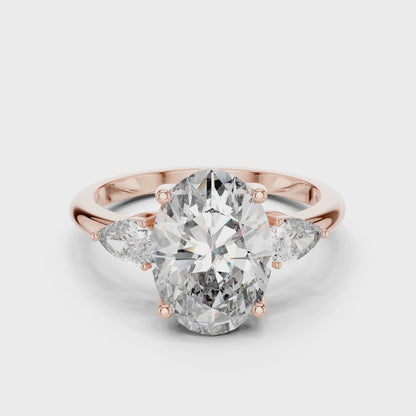 Oval & Pear Lab-Grown Diamond Ring in 14K Gold