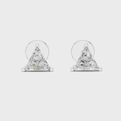 14KT Gold Trillion Cut Diamond Stud Earrings