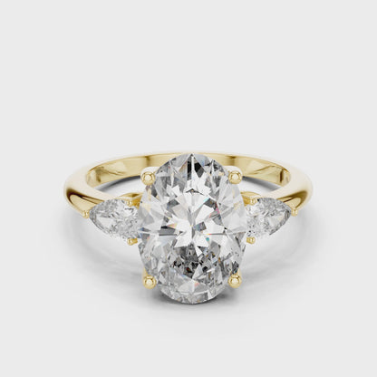 Oval & Pear Lab-Grown Diamond Ring in 14K Gold
