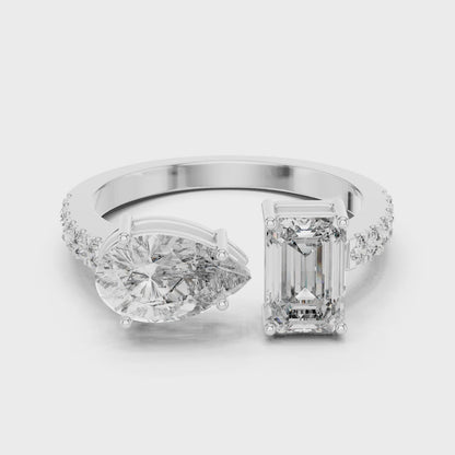 The Toi et Moi Duo Emerald & Pear Lab-Grown Diamond Ring