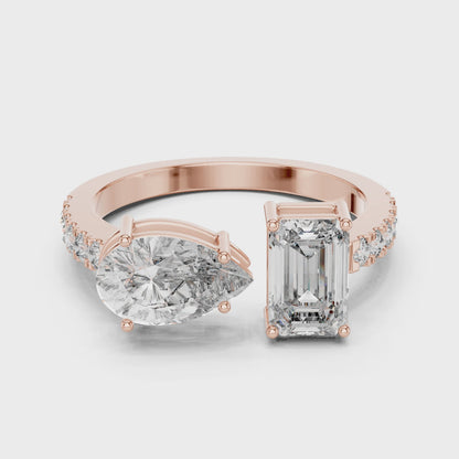 The Toi et Moi Duo Emerald & Pear Lab-Grown Diamond Ring