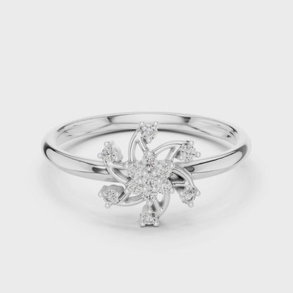 Pinwheel Blossom Round Cut Lab-Grown Diamond Ring
