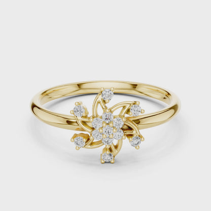 Pinwheel Blossom Round Cut Lab-Grown Diamond Ring