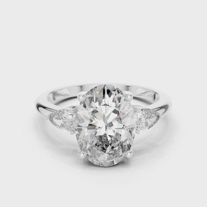 Oval & Pear Lab-Grown Diamond Ring in 14K Gold