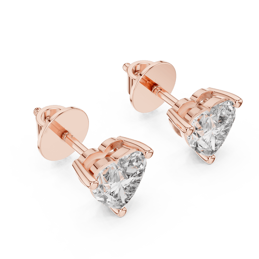 The Amour Essence | Heart - Cut Lab - Grown Diamond Studs in 14K Gold - Suez Diamonds
