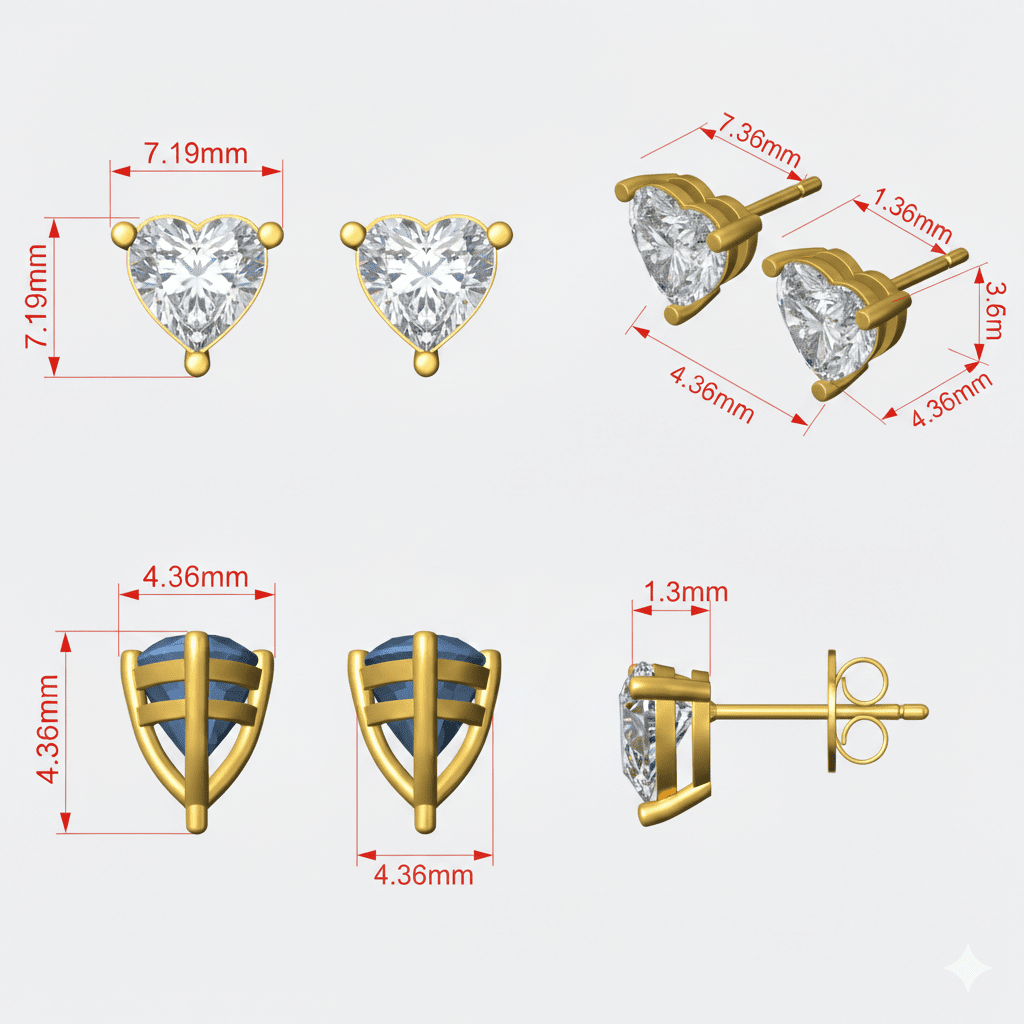 The Amour Essence | Heart - Cut Lab - Grown Diamond Studs in 14K Gold - Suez Diamonds