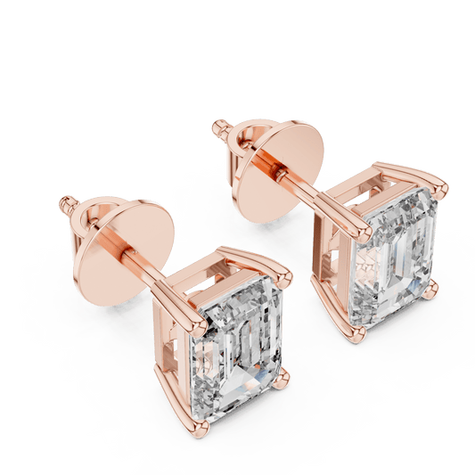 The Emerald Empress | 2.50 CTW Emerald - Cut Lab - Grown Diamond Studs in 14K Gold - Suez Diamonds
