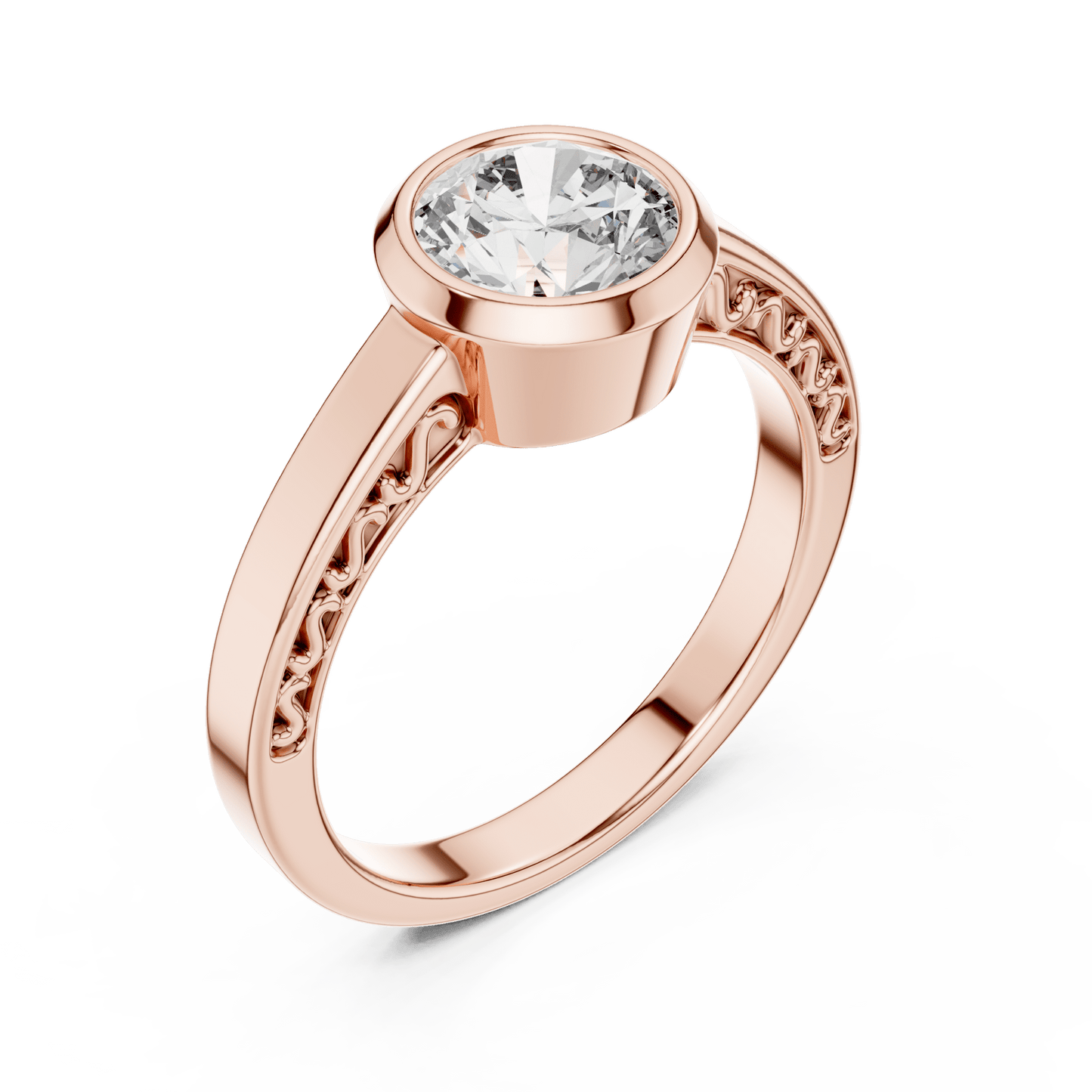 The Filigree Bezel Solitaire Lab - Grown Diamond Ring - Suez Diamonds