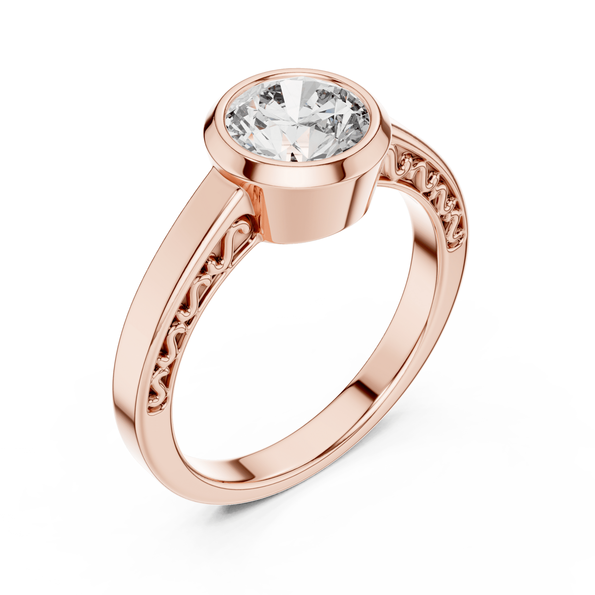 The Filigree Bezel Solitaire Lab - Grown Diamond Ring - Suez Diamonds