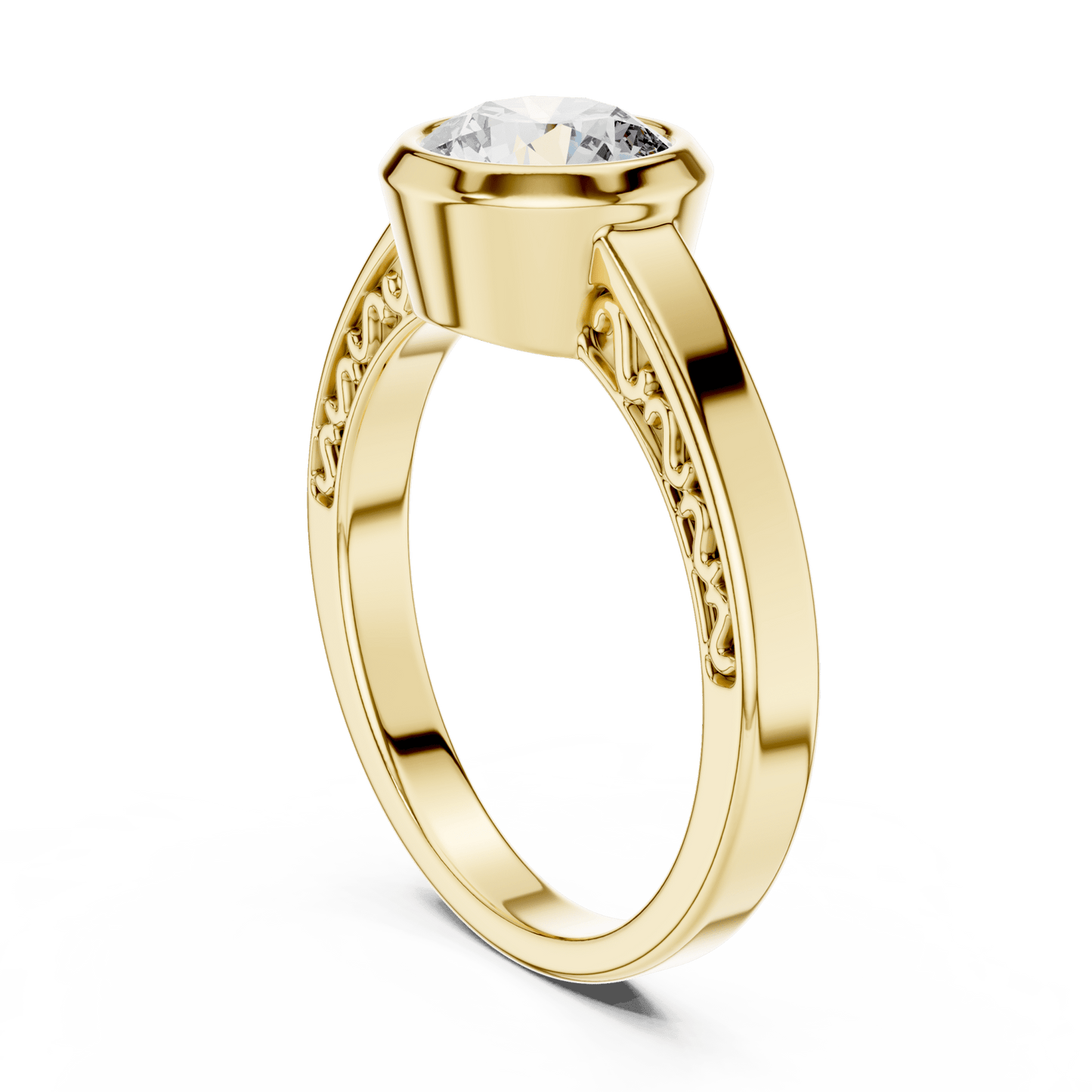 The Filigree Bezel Solitaire Lab - Grown Diamond Ring - Suez Diamonds