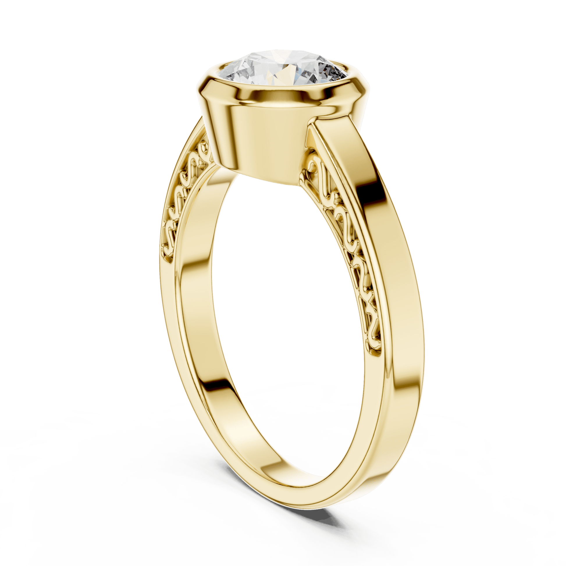 The Filigree Bezel Solitaire Lab - Grown Diamond Ring - Suez Diamonds