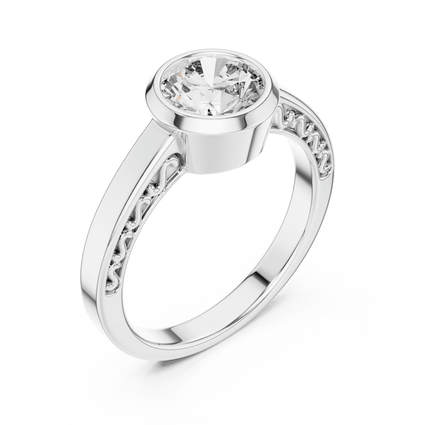 The Filigree Bezel Solitaire Lab - Grown Diamond Ring - Suez Diamonds