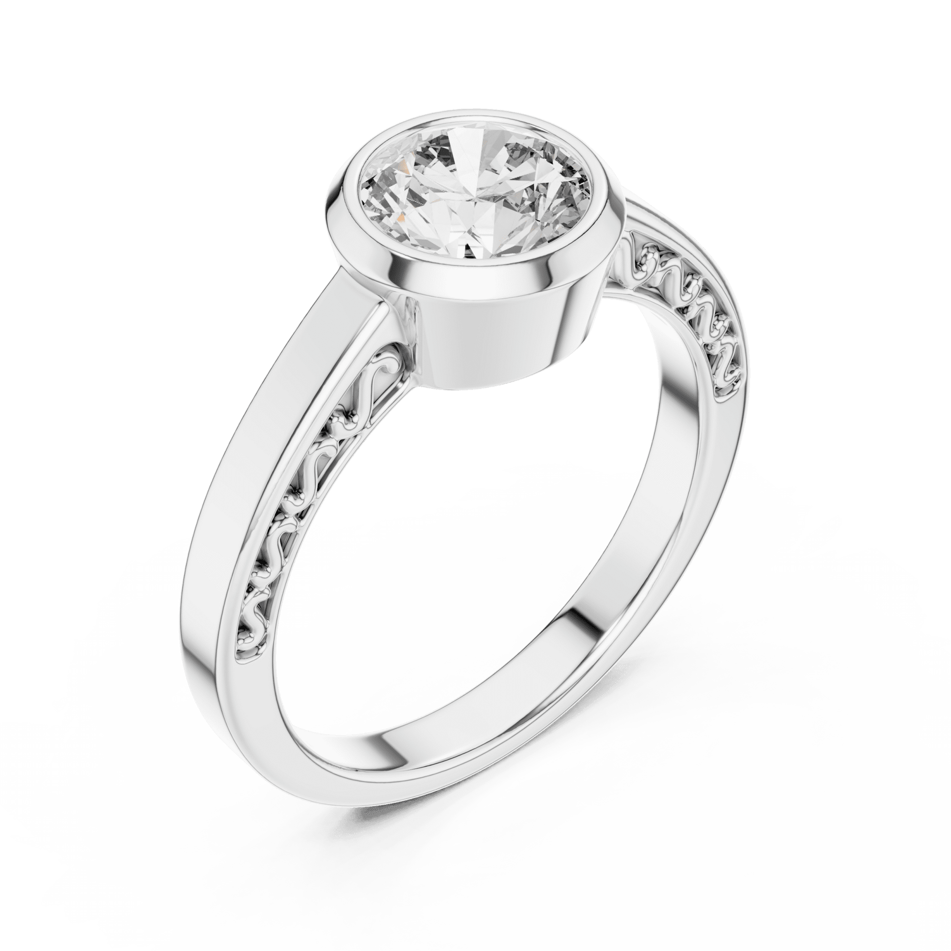 The Filigree Bezel Solitaire Lab - Grown Diamond Ring - Suez Diamonds