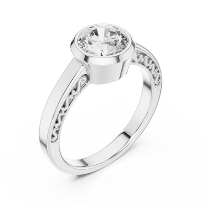 The Filigree Bezel Solitaire Lab - Grown Diamond Ring - Suez Diamonds