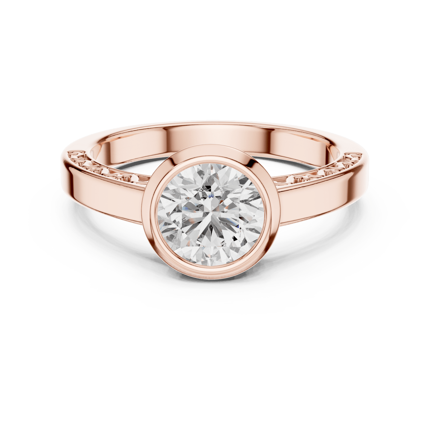 The Filigree Bezel Solitaire Lab - Grown Diamond Ring - Suez Diamonds