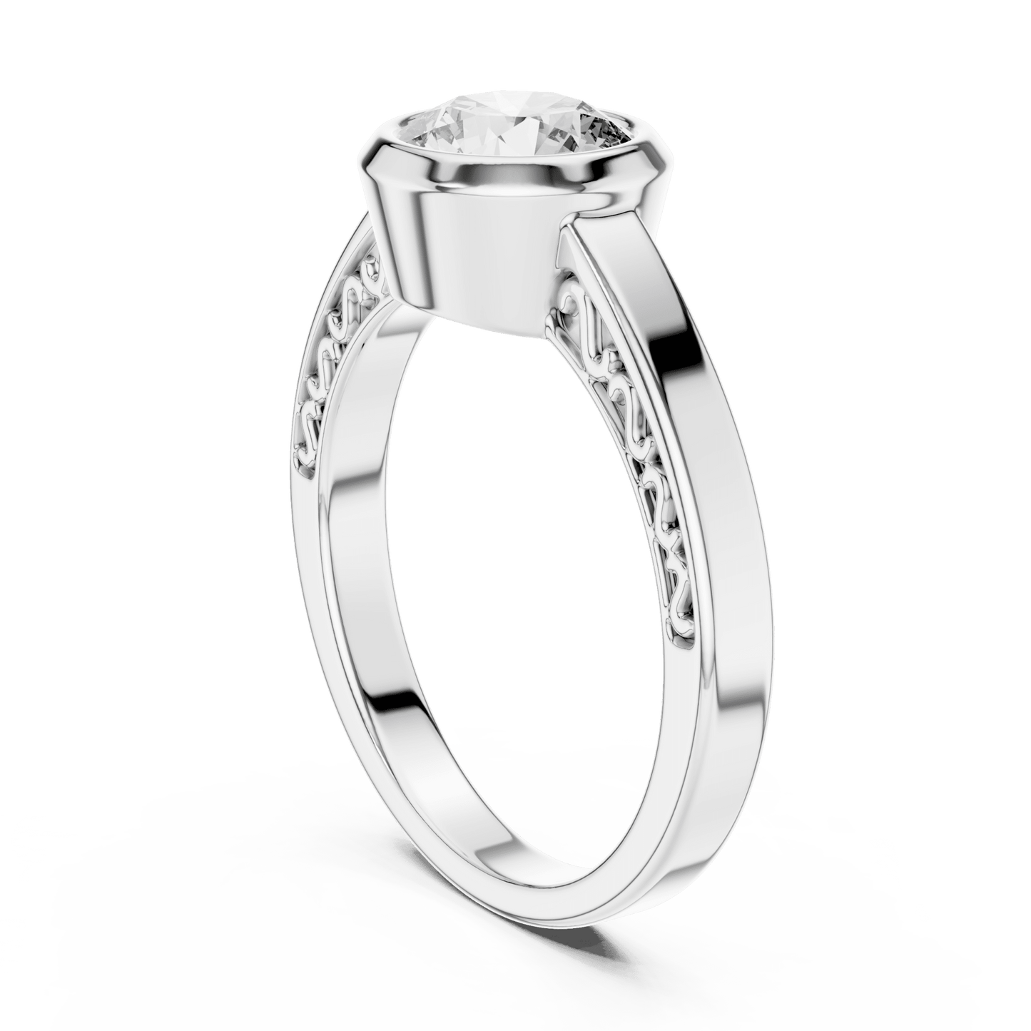 The Filigree Bezel Solitaire Lab - Grown Diamond Ring - Suez Diamonds