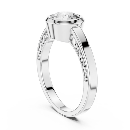 The Filigree Bezel Solitaire Lab - Grown Diamond Ring - Suez Diamonds