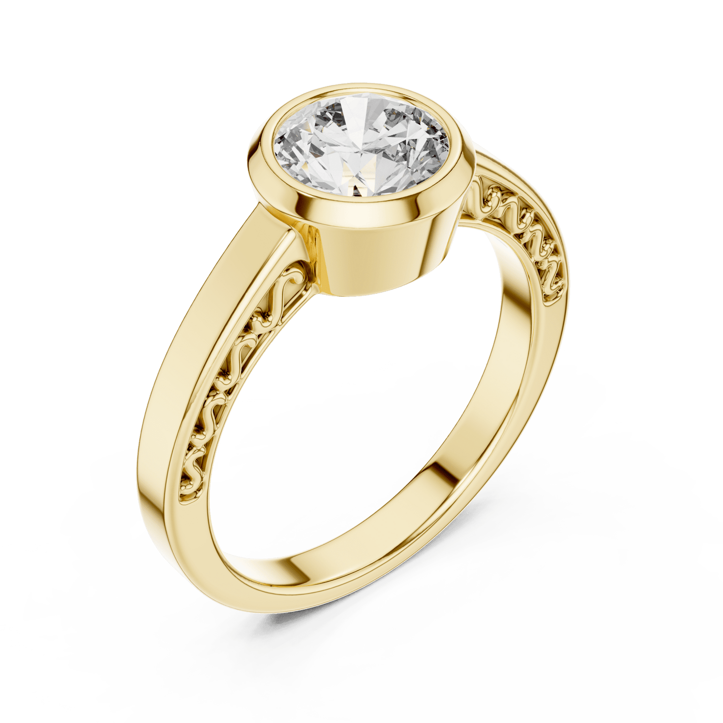 The Filigree Bezel Solitaire Lab - Grown Diamond Ring - Suez Diamonds