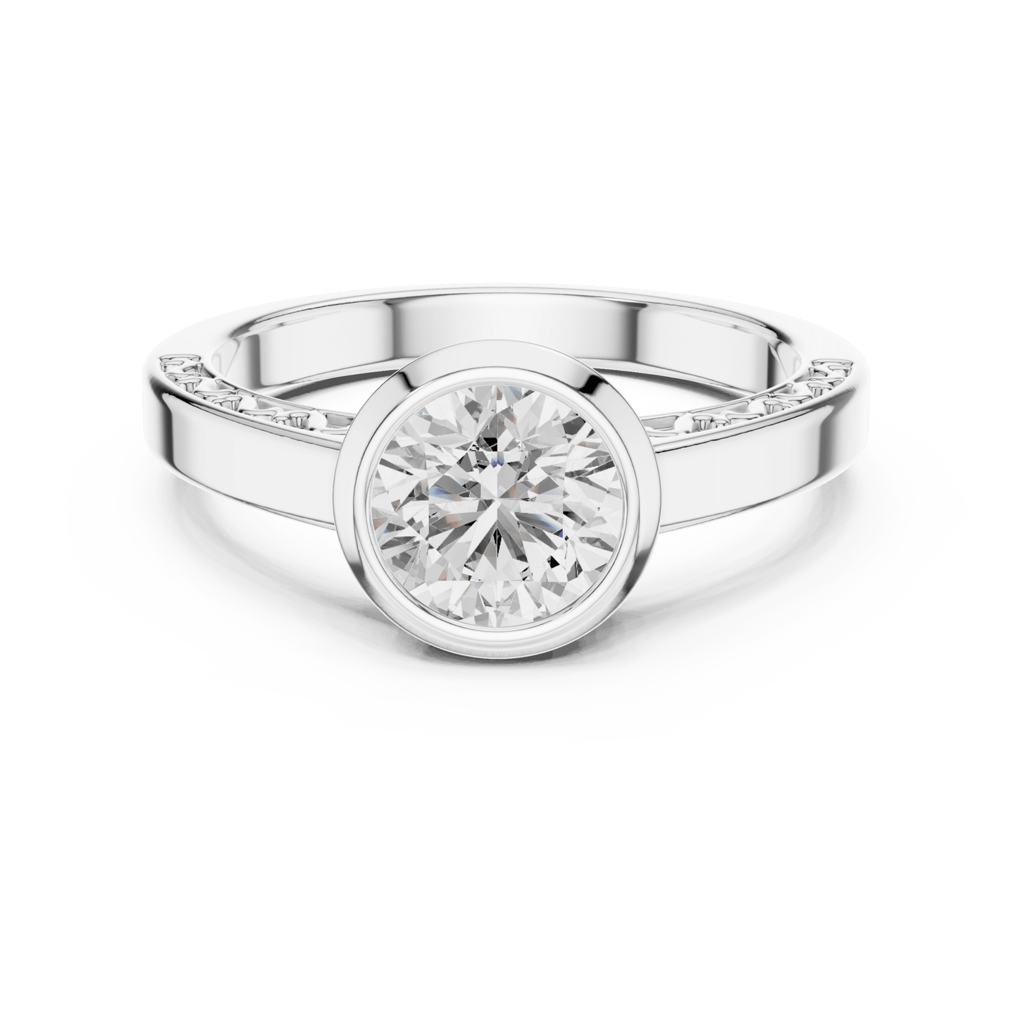 The Filigree Bezel Solitaire Lab - Grown Diamond Ring - Suez Diamonds