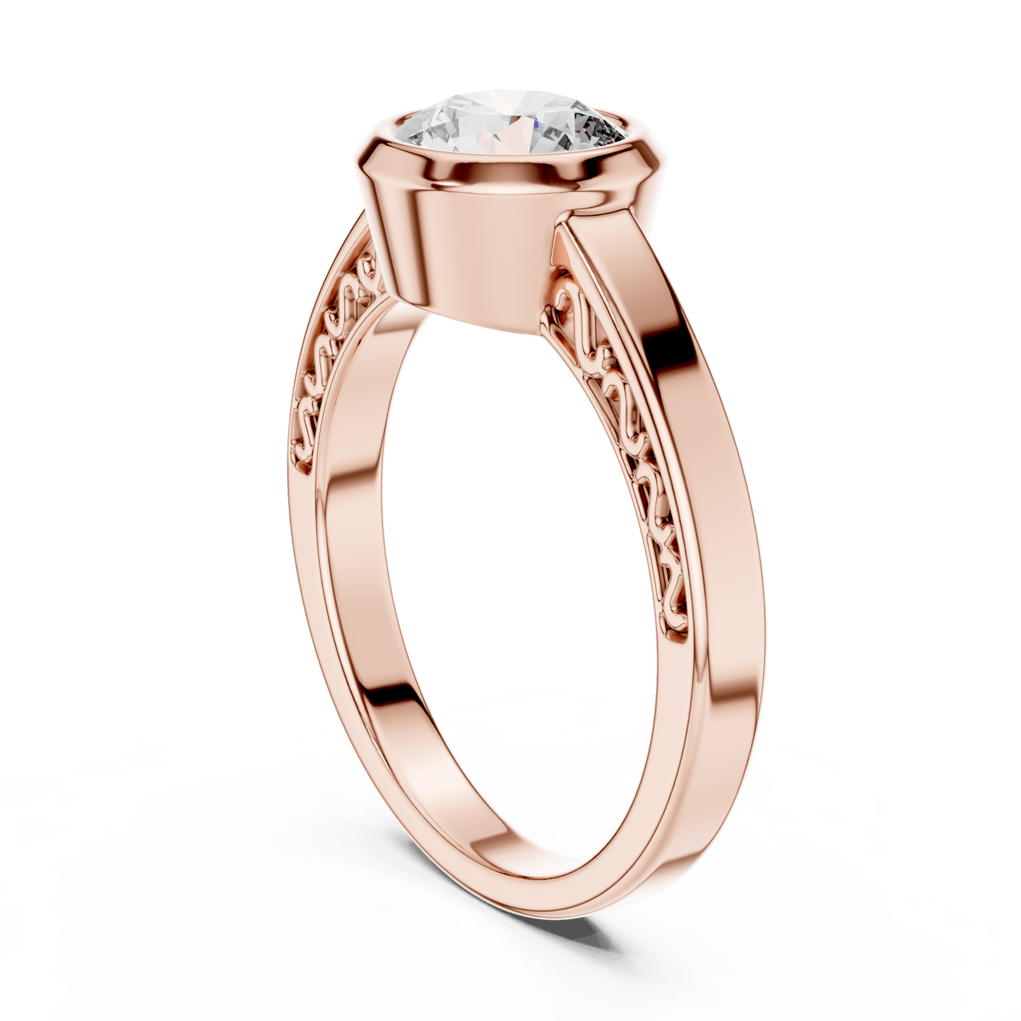 The Filigree Bezel Solitaire Lab - Grown Diamond Ring - Suez Diamonds