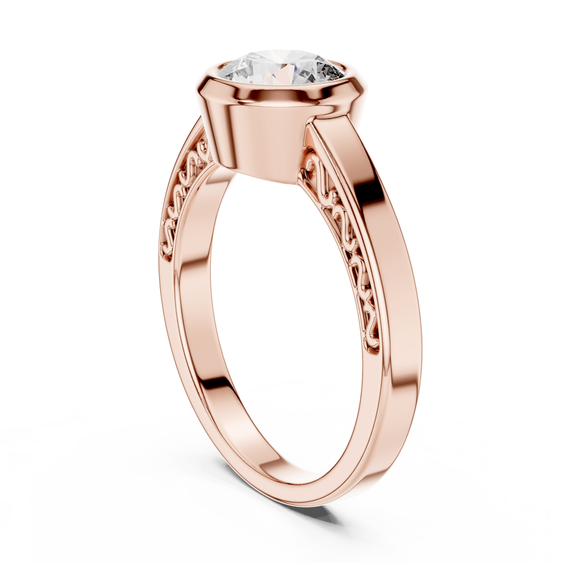 The Filigree Bezel Solitaire Lab - Grown Diamond Ring - Suez Diamonds