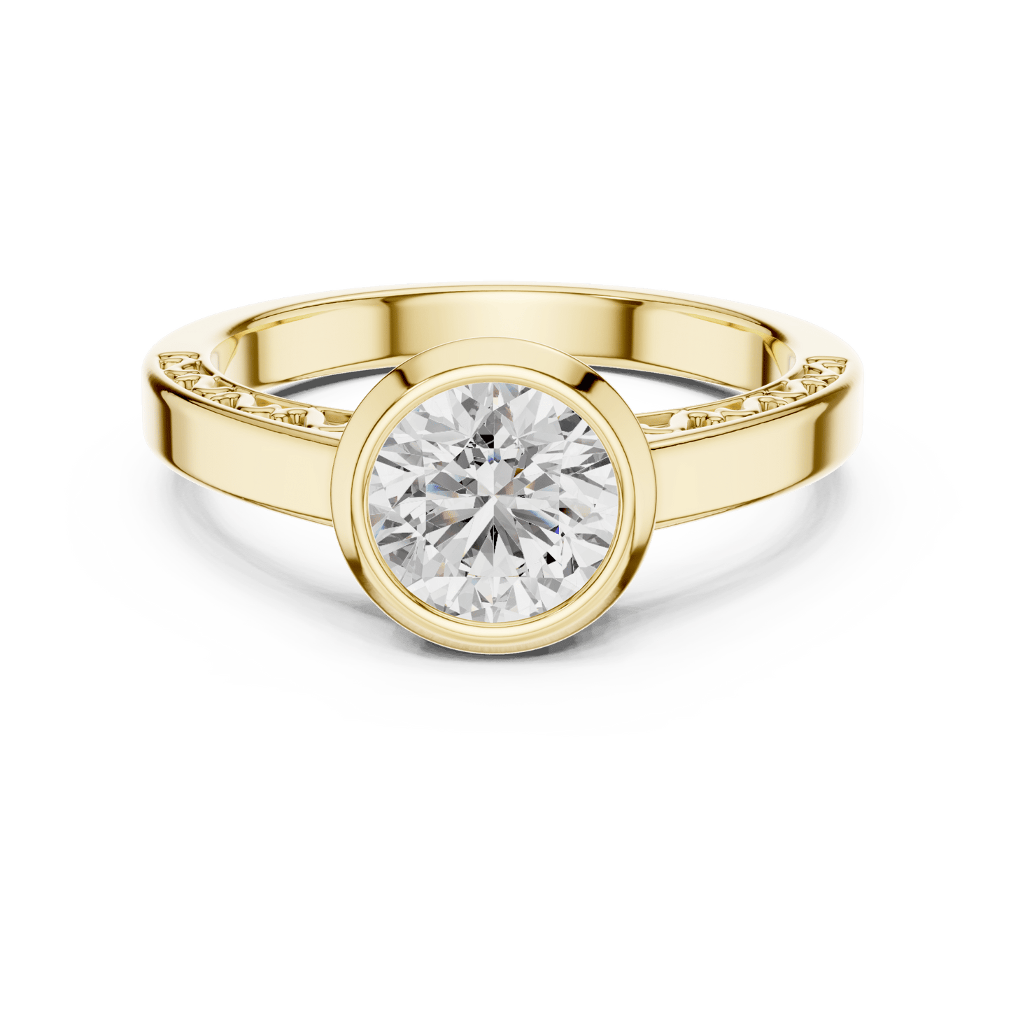The Filigree Bezel Solitaire Lab - Grown Diamond Ring - Suez Diamonds
