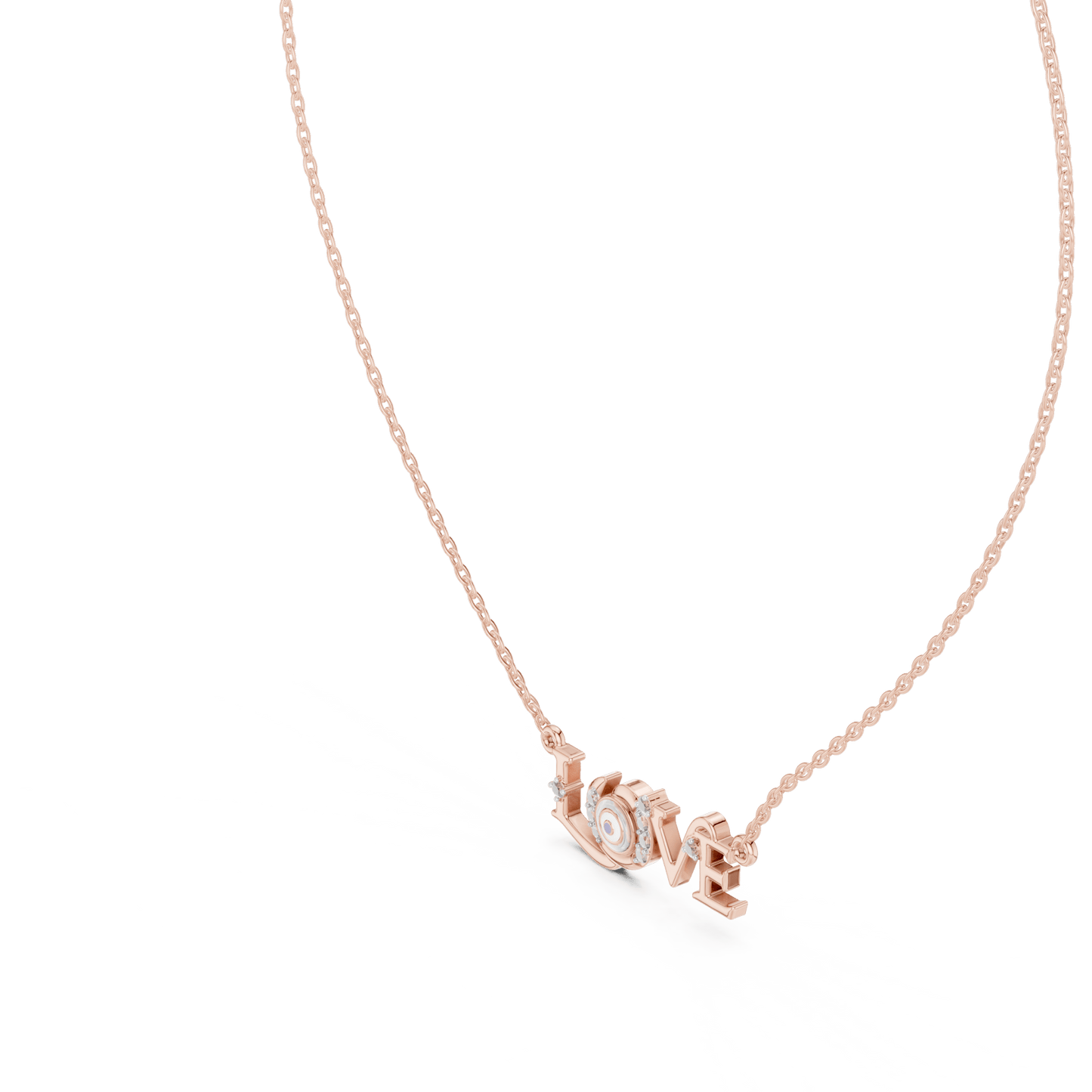 The 'LOVE' Evil Eye Pendant with Lab-Grown Diamonds without Chain - Suez Diamonds