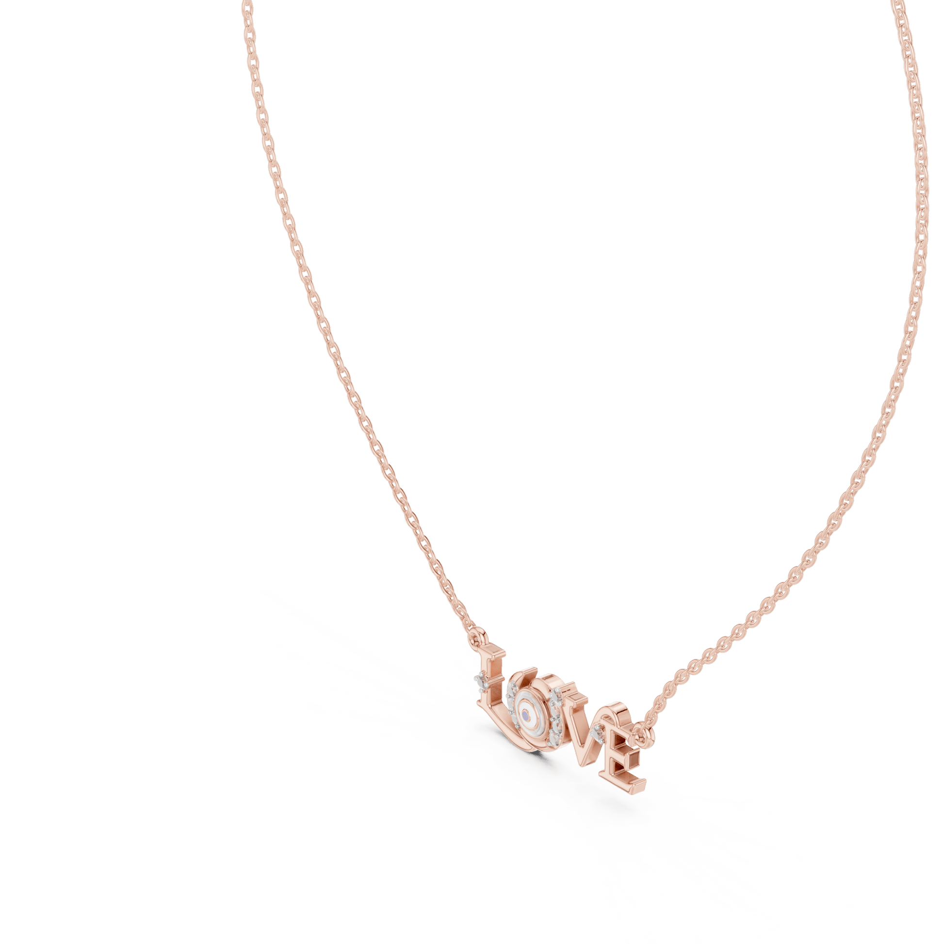 The 'LOVE' Evil Eye Pendant with Lab-Grown Diamonds without Chain - Suez Diamonds