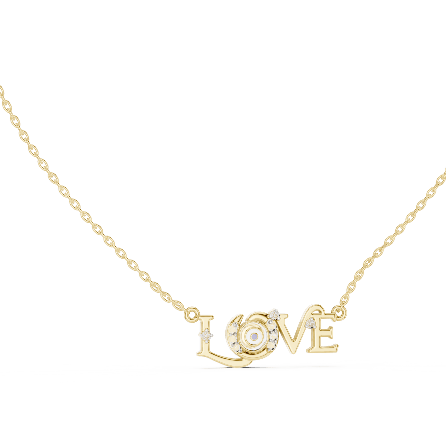 The 'LOVE' Evil Eye Pendant with Lab-Grown Diamonds without Chain - Suez Diamonds
