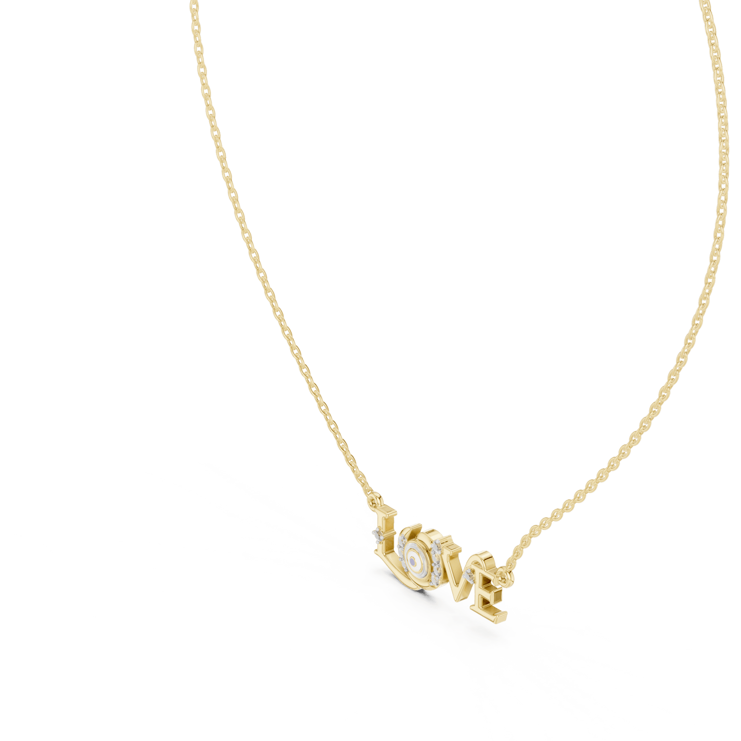The 'LOVE' Evil Eye Pendant with Lab-Grown Diamonds without Chain - Suez Diamonds