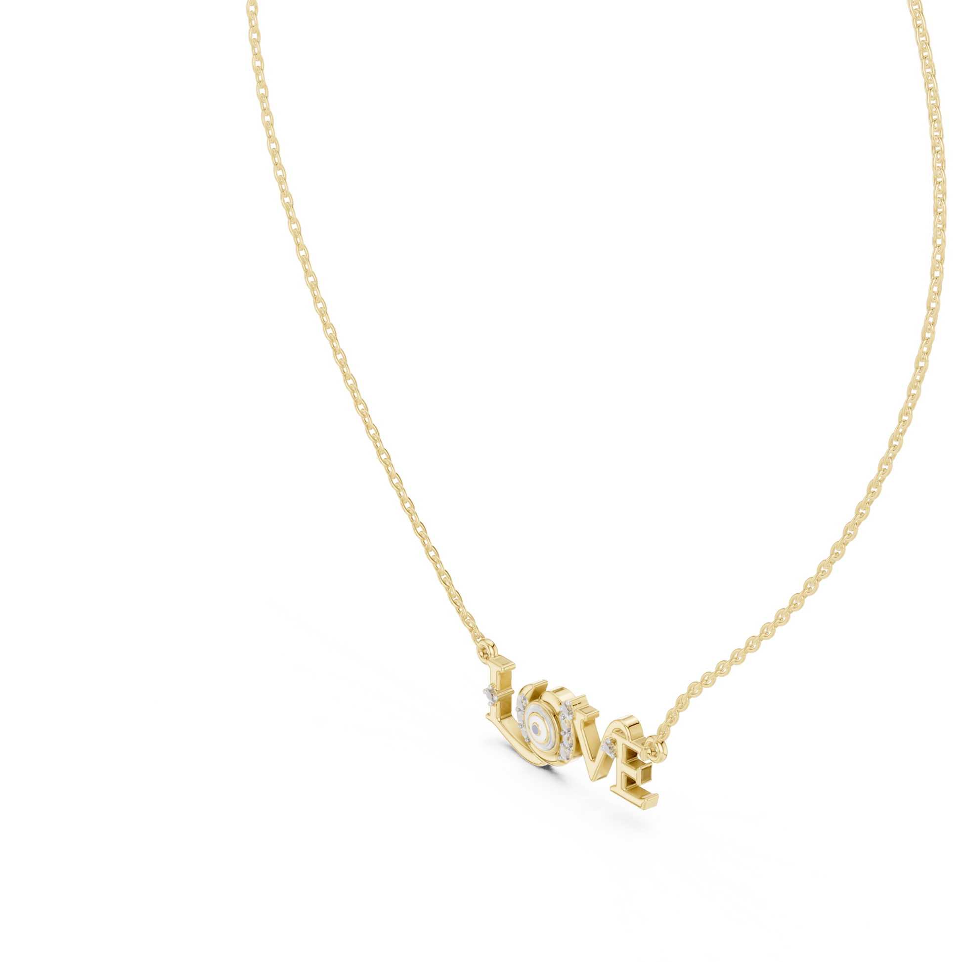 The 'LOVE' Evil Eye Pendant with Lab-Grown Diamonds without Chain - Suez Diamonds