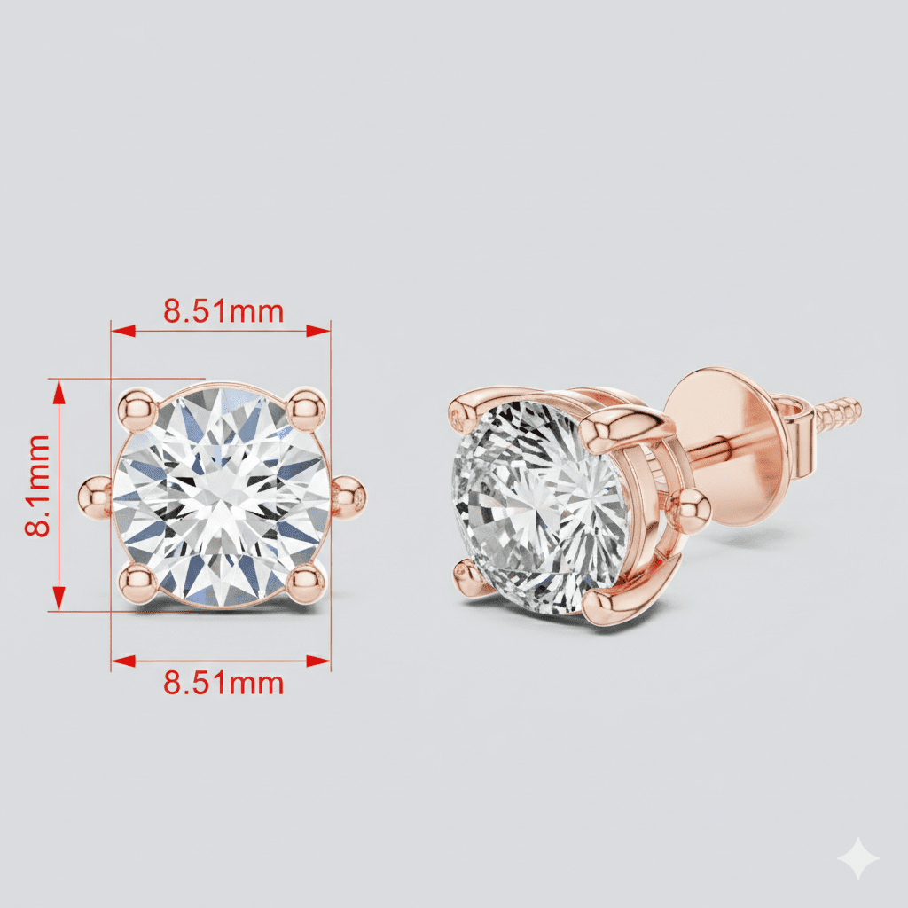The Solitaire Grandeur | 4.00 CTW Round Brilliant Lab - Grown Diamond Studs in 14K Gold - Suez Diamonds