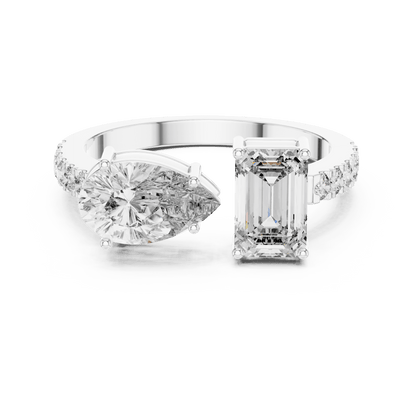 The Toi et Moi Duo Emerald & Pear Lab - Grown Diamond Ring - Suez Diamonds